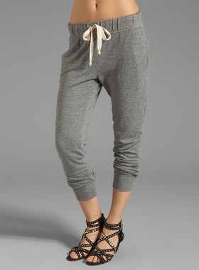 国内现货 Current/Elliott中腰百搭灰色显瘦休闲束脚运动裤卫裤女