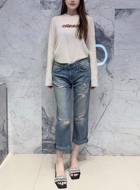 国内现货 Current/Elliott中腰显瘦显腿长九分直筒牛仔裤中蓝深蓝