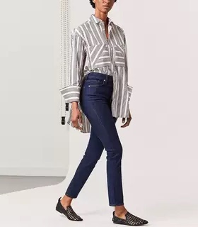 国内现货 Goldsign 高腰复古深蓝色百搭基础款显瘦修身直筒牛仔裤