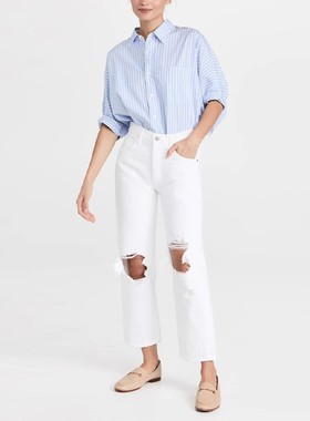 现货 Citizens of Humanity Emery 高腰双膝破洞直筒牛仔裤女两色