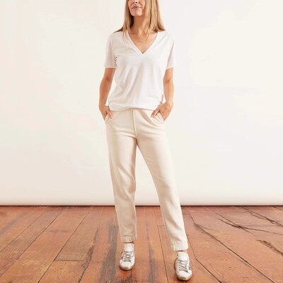 现货 GANNI 字母刺绣中腰宽松束脚显瘦高九分运动卫裤女蓝绿白色