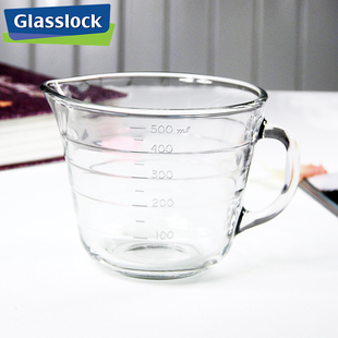 刻度水杯子500ml 韩国进口Glasslock玻璃牛奶杯 耐热加厚玻璃量杯