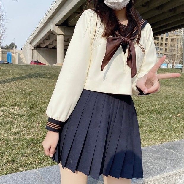 正版JK制服裙黄三本基础款水手服学院风长裙套装全套班服校服秋冬