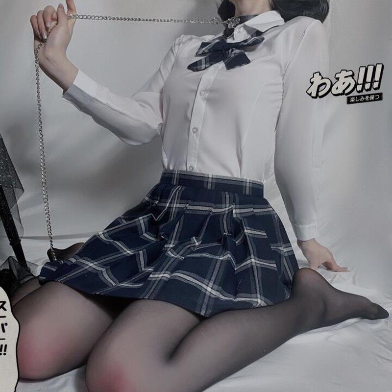 性感jk格裙百褶水手服全套学生长短袖半身裙日系女仆写真大码外出