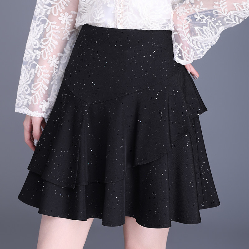 蓬蓬蛋糕裙女2025秋季新款百搭半身短裙荷叶边a字半裙短款百褶裙