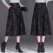 半身裙中老年长裙A字裙女新款 洋气新款 大摆裙显瘦高腰半截裙子潮