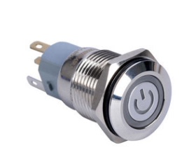 环型电源符号带灯金属按钮 16mm JA16A-F-10Z-S-Q