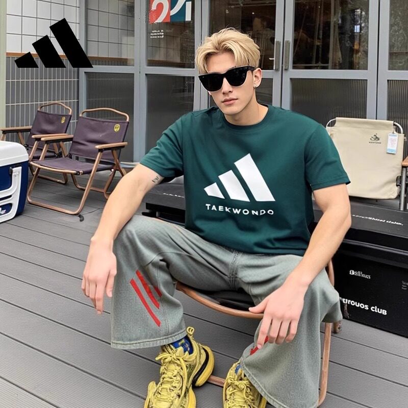 阿迪达斯短袖男夏新款T恤半袖圆领宽松休闲运动上衣