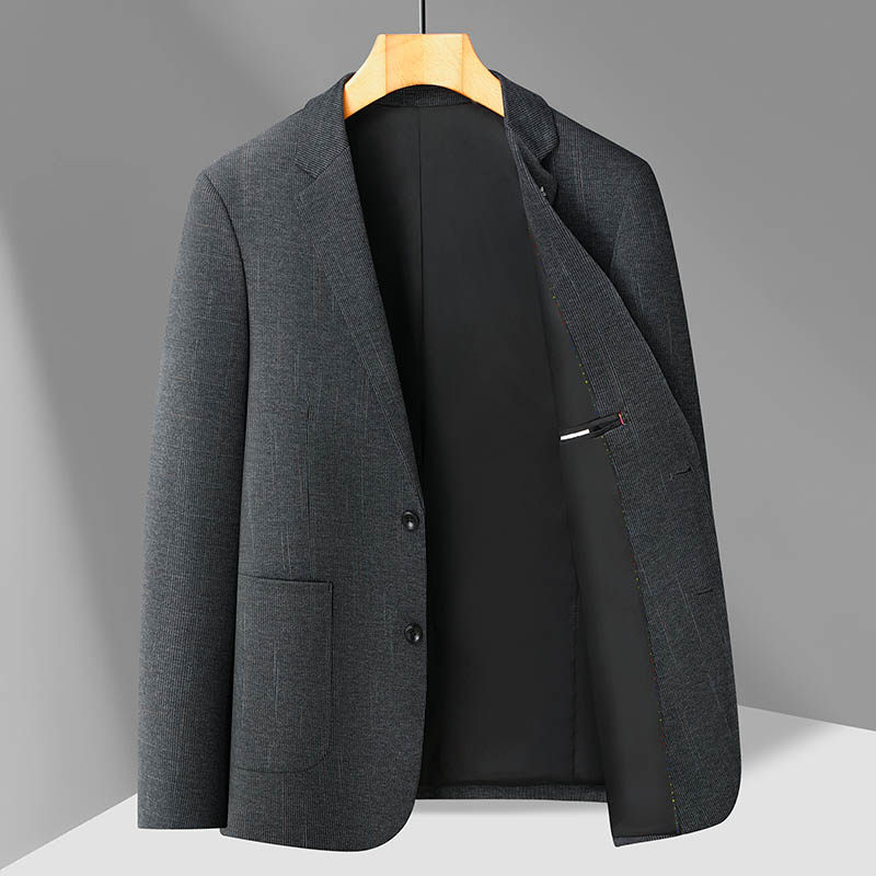 鄂尔多斯市春秋冬商务休闲西服男灰色单西外套中年绅士风西装男装