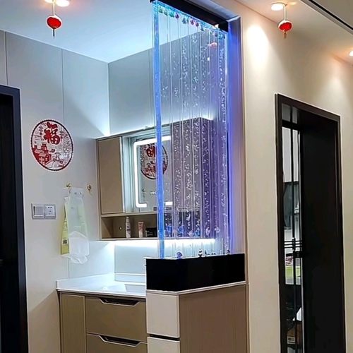 新款卫生间干湿分离半墙水幕屏风隔断玄关定制水幕墙隔断网红隔断