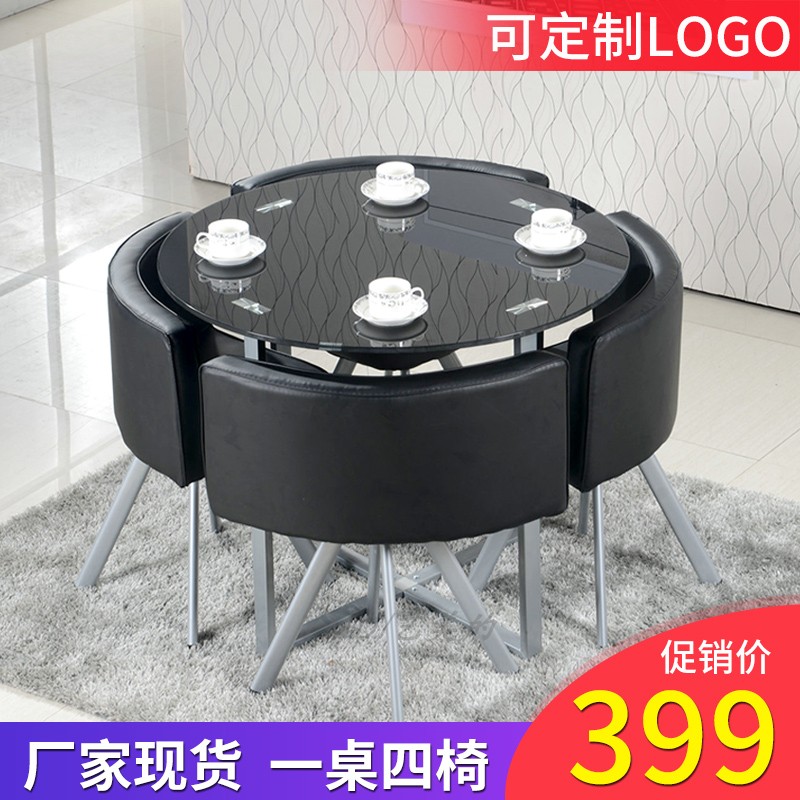 简约办公咖啡台钢化玻璃餐桌小圆桌子休闲洽谈桌椅组合甜品店接待|msdalam kategori perabot kediaman, of Tables, meja makan - dari Buy2taobao.com untuk memberikan perkhidmatan ejen Taobao profesional membeli