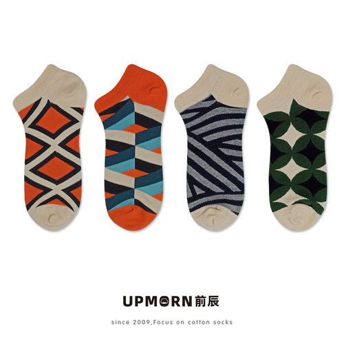 UPMORN四季男船袜拼色潮低帮袜子