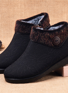 老北京布鞋女冬传统老人妈妈棉鞋加绒保暖老太太软底防滑奶奶棉鞋