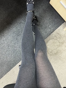 压力竖条纹 袜 80D坑条竖条纹压力连裤