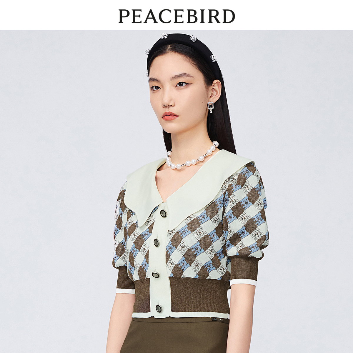 【商场同款】太平鸟女装 PEACEBIRD联名荷叶领线套衫女A1EEC3336