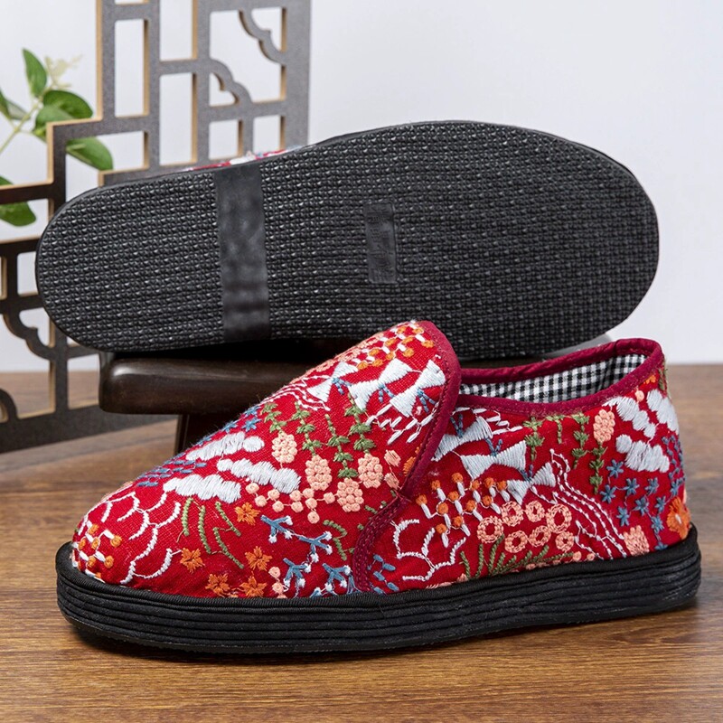 原创冬春老北京布鞋棉花内里千层底加厚纯手工棉鞋绣花女休闲保暖