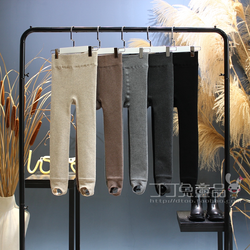 冬季纯色打底弹力踩脚靴裤女童装