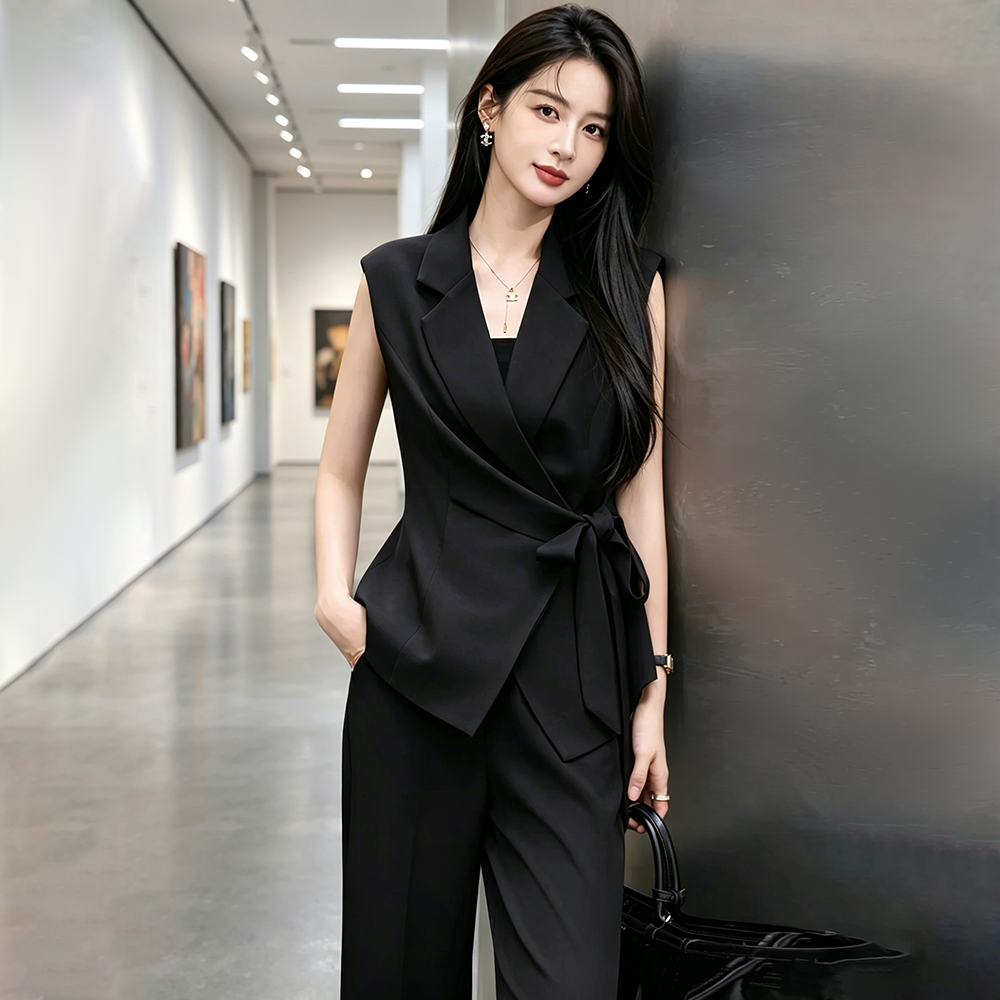 西装马甲女高级感大码套装女夏薄款两件套女款2026新款胖mm裤子