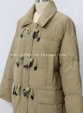 韩国小众doris~尾牛角扣羽绒服90新国标白鸭绒宽松中长羽绒外套