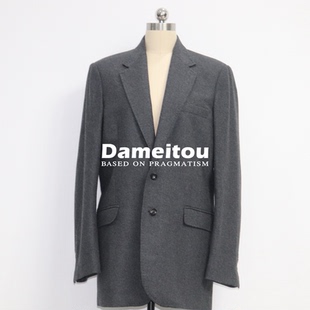 西装 中长款 显瘦个性 高端系列灰色系羊毛混纺西服外套立体剪裁修身