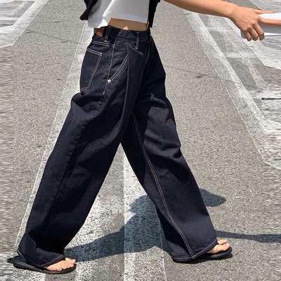韩国正品直邮corede复古直筒牛仔裤女宽松长裤原色牛仔布百搭显瘦