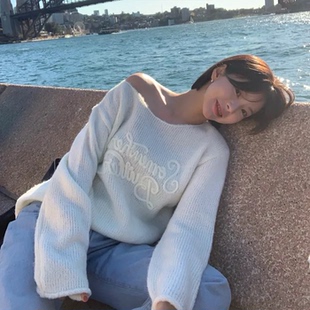 韩国正品直邮SOMEWHEREBUTTER马海毛字母长袖针织衫