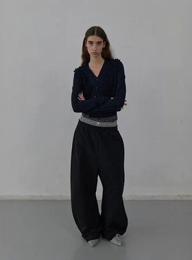 韩国设计师品牌LCDC25年秋冬新品纯色松紧腰直筒休闲裤韩国代购