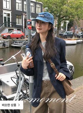 韩国正品直邮设计师品牌复古西装外套女宽松休闲西服