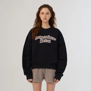 韩国正品直邮SOMEWHEREBUTTER字母圆领休闲卫衣