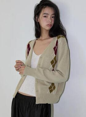 韩国正品直邮MICHIKO LONDON KOSHINO菱格羊毛开衫