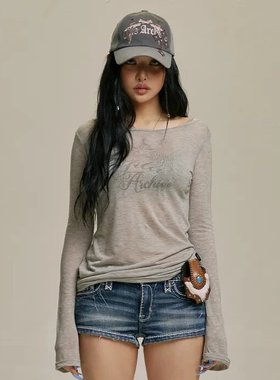 韩国设计师品牌gila archive字母翅膀微透长袖T恤 Jennie同款