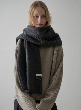 韩国设计师品牌facade pattern羊毛羊绒编织款长款保暖围巾