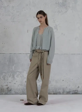 韩国小众品牌FOETO25秋冬新品宽松显瘦简约百搭阔腿休闲长裤