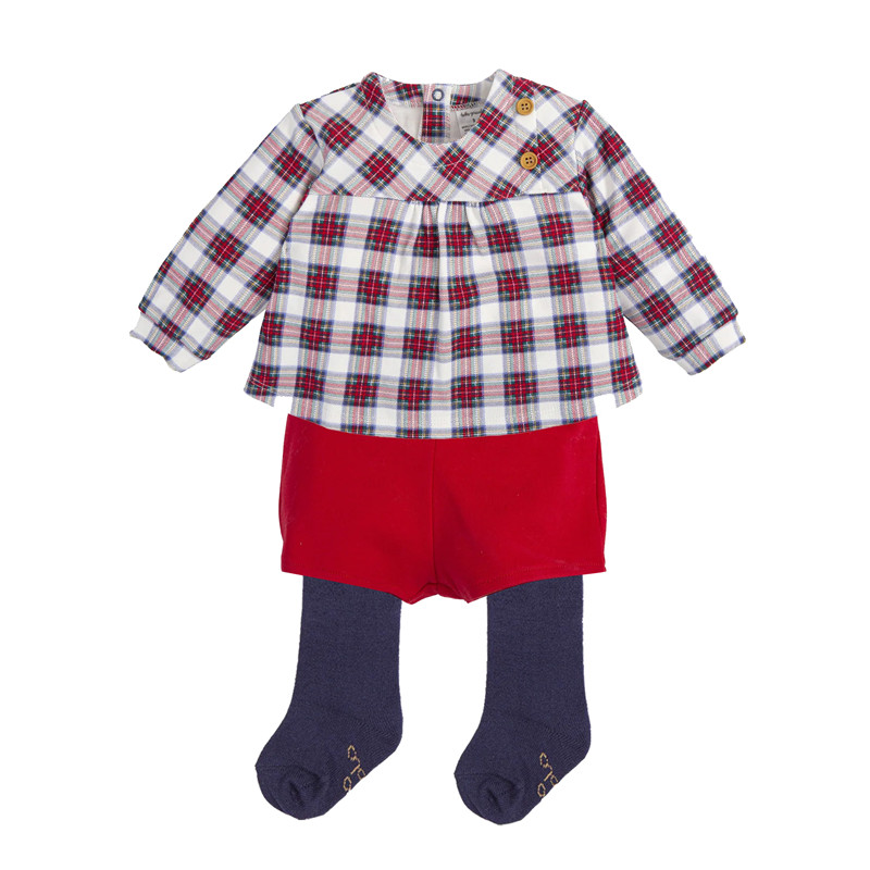 西班牙小男童纯棉衬衣短裤袜套装