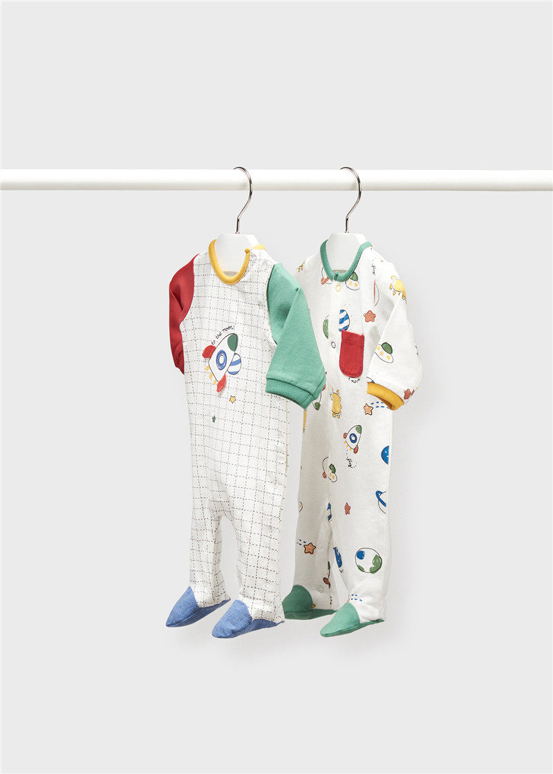 SPOT SPAIN MAYORAL MAIYO NEWBORN BABY BOY SPRING AND AUTUMN PRINT PLANET SPACESHIP ONESIE 2PCS