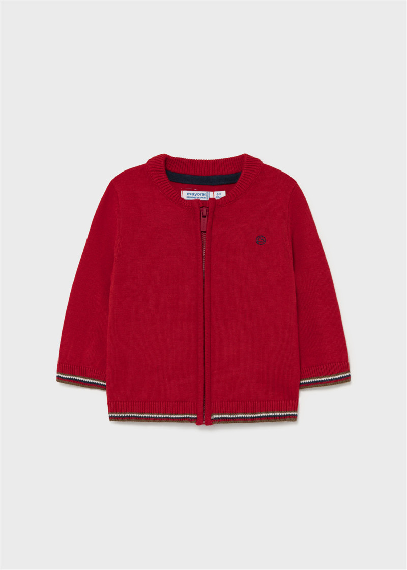 现货西班牙mayoral麦悠幼小男童秋冬季绣标纯棉拉链针织开衫外套