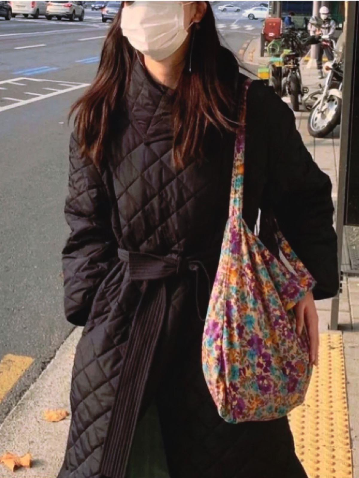 孔孝真韩素希同款紫色碎花包明星同款单肩包大容量秋冬百搭单品
