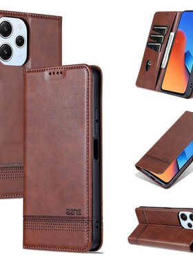 适用 小米23077RABDC手机壳皮夹红米12保护套6.79英寸外壳翻盖REDMI男士红米十二磁扣全包插卡软壳钱包款防摔