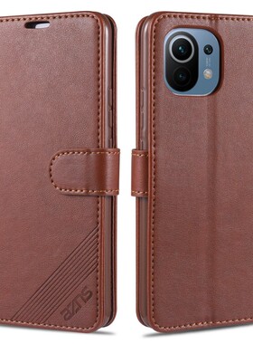 适用 mi11手机壳6.81英寸小米11外壳翻盖小米m2011k2c保护套皮夹M2011K2G插卡十一防摔米II全包软膜男士硅胶?