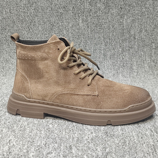稀缺牛货外贸尾单真皮休闲马丁靴清仓断码反绒皮系带透气短靴子男