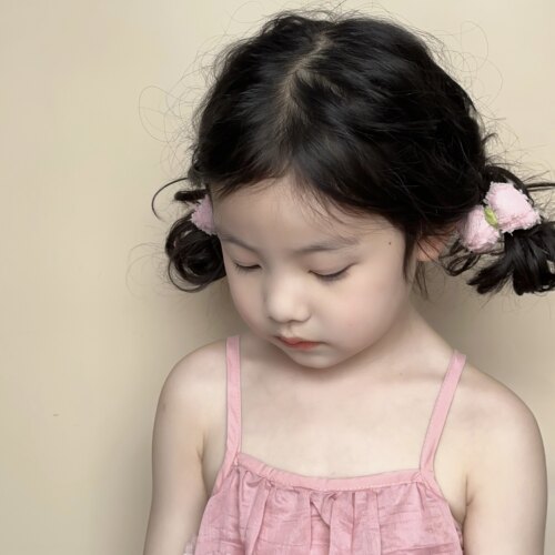 新款甜美糖果色褶皱蕾丝儿童发圈 洋气高弹力宝宝皮筋 扎头发头绳