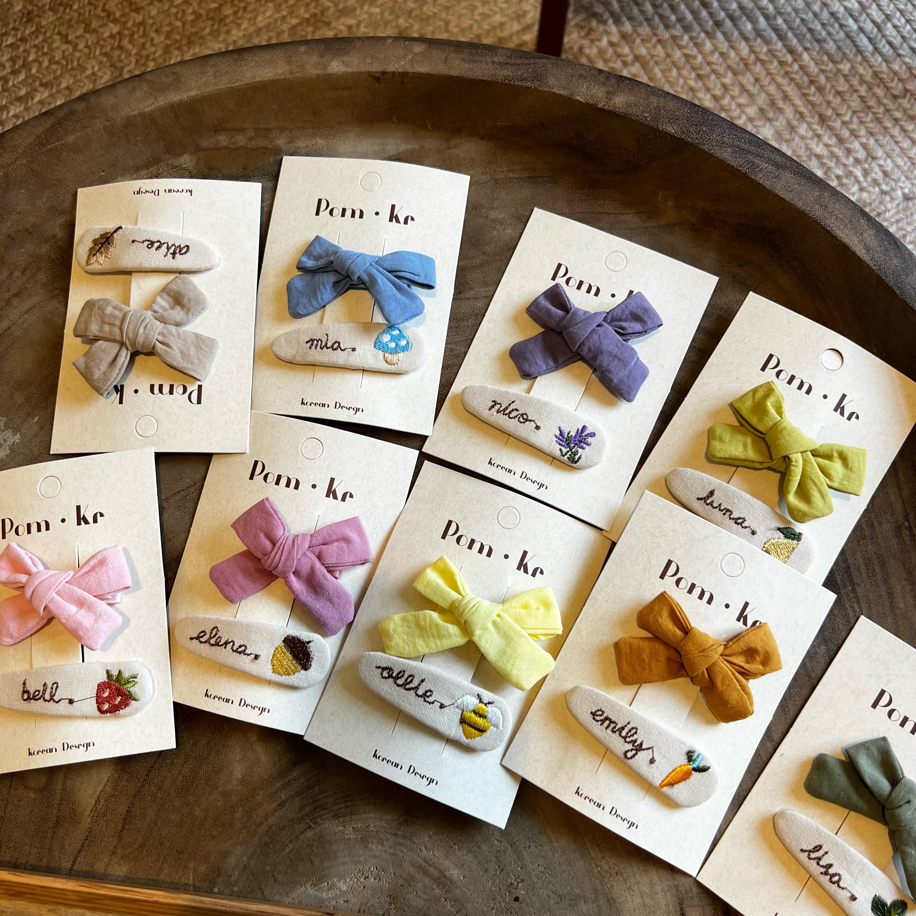 手工刺绣蝴蝶结布艺发夹宝宝