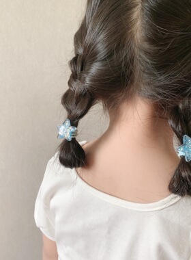 韩国蓝色公主发圈 五角星流苏皮筋头饰 儿童时尚宝宝头绳发饰