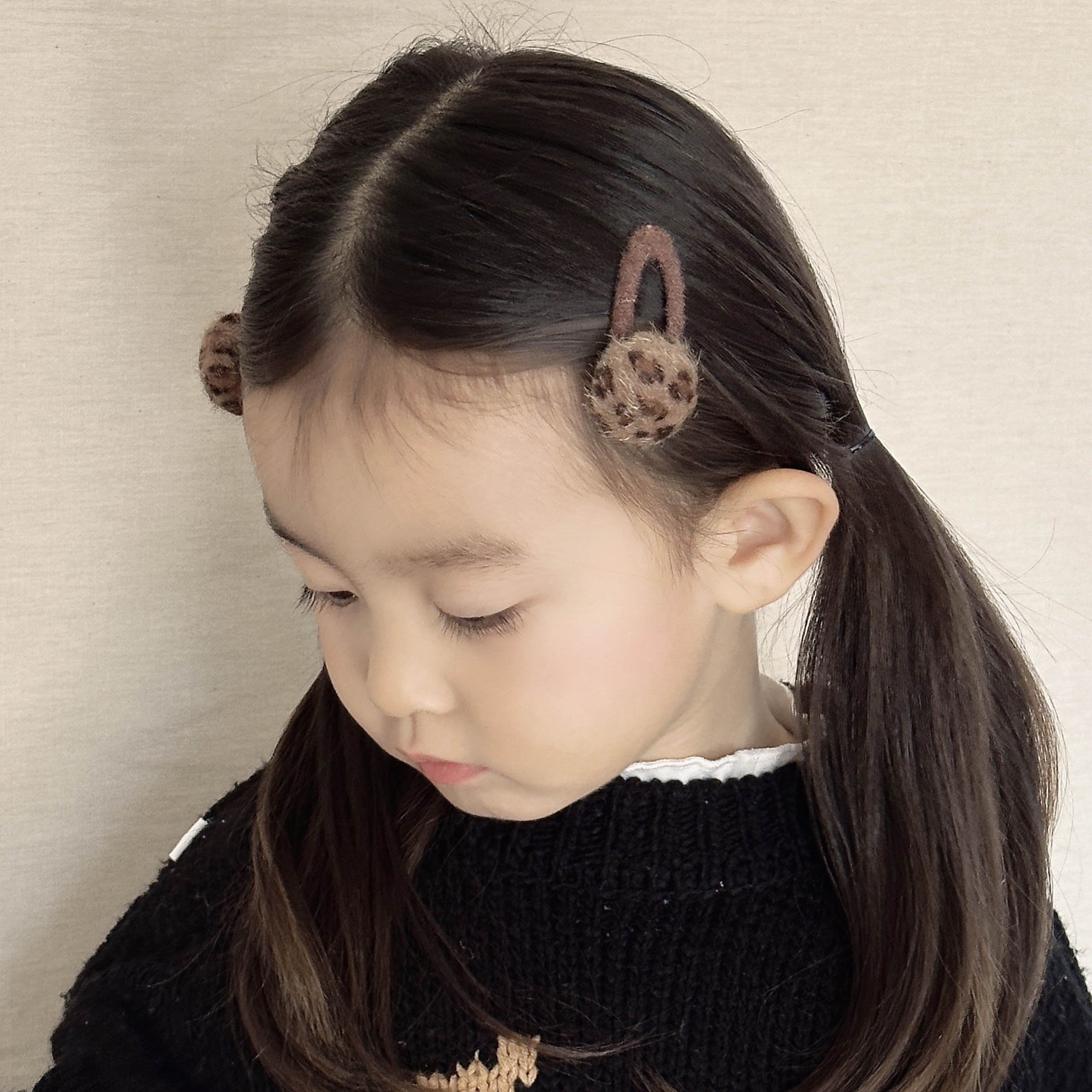 秋冬新款豹纹纽扣bb夹儿童 韩系女童边夹刘海夹 宝宝侧边碎发夹