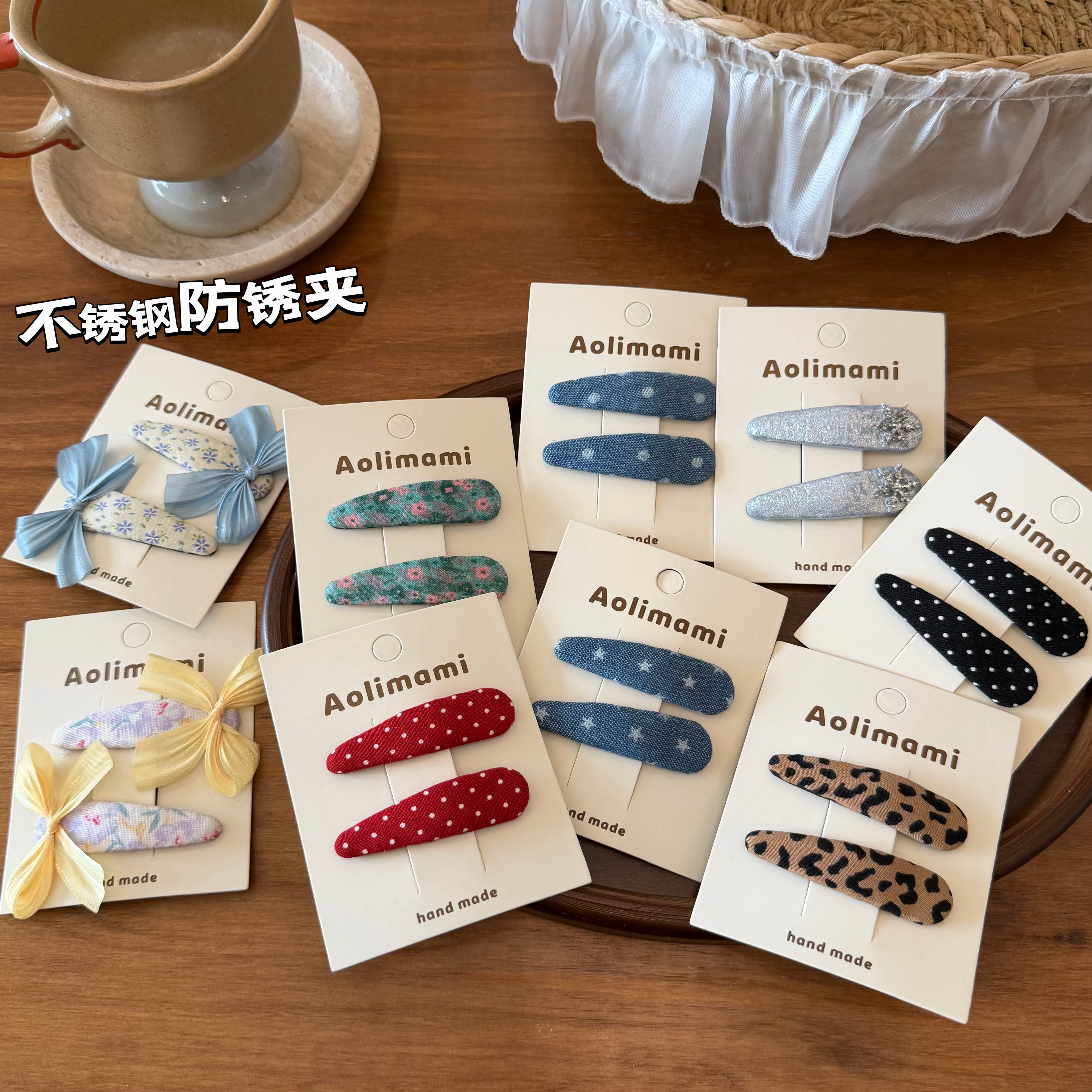 不锈钢防锈夹 韩系bb夹牛仔豹纹边夹刘海夹儿童 女童后脑勺碎发夹