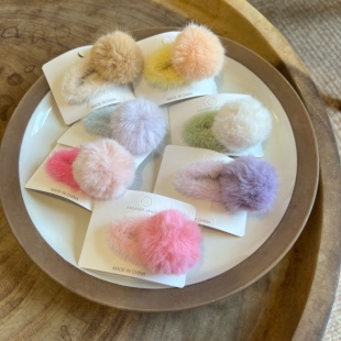 秋冬新款毛绒绒球球bb夹儿童 宝宝边夹刘海夹 女童发夹头饰发饰