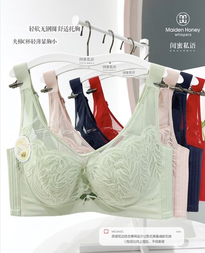 闺蜜私语大胸显小内衣女透气聚拢收副乳防下垂文胸5372 薄C杯
