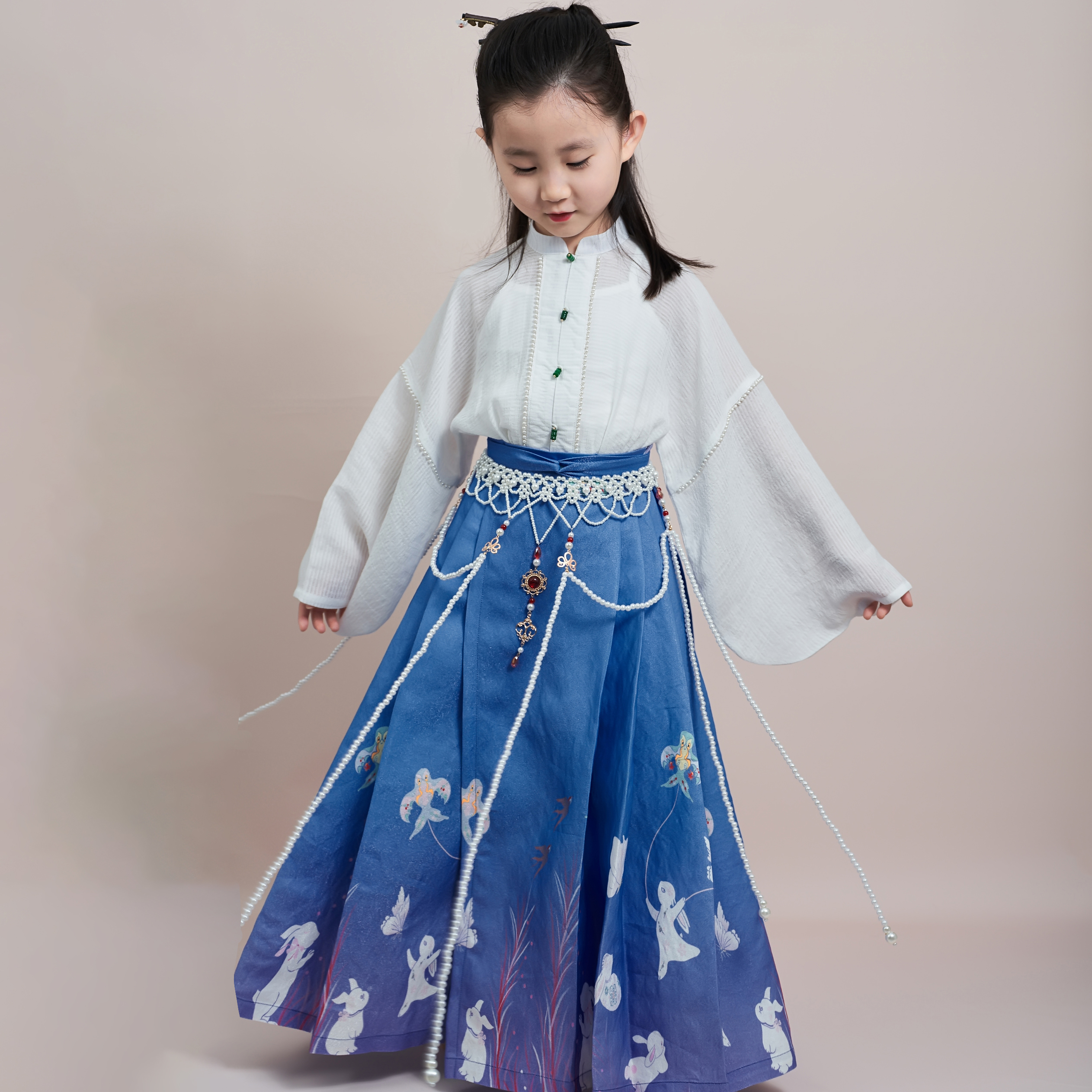 女童明制春秋汉服马面裙