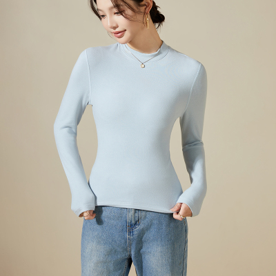 双面德绒保暖内衣女半高领