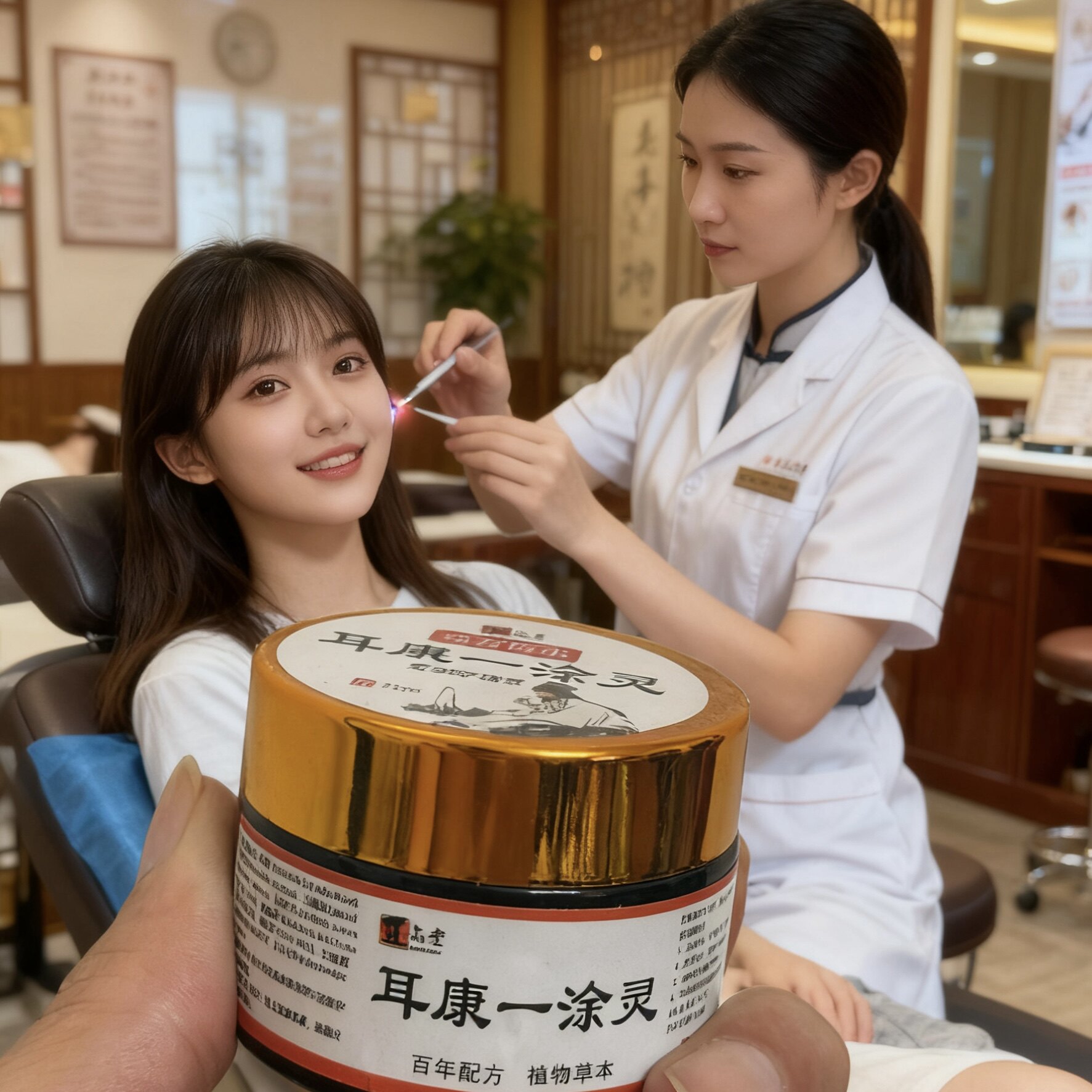 耳康一涂灵采耳店耳部护理膏正品止菌耳痒软膏硼酸酒精冰片滴耳液